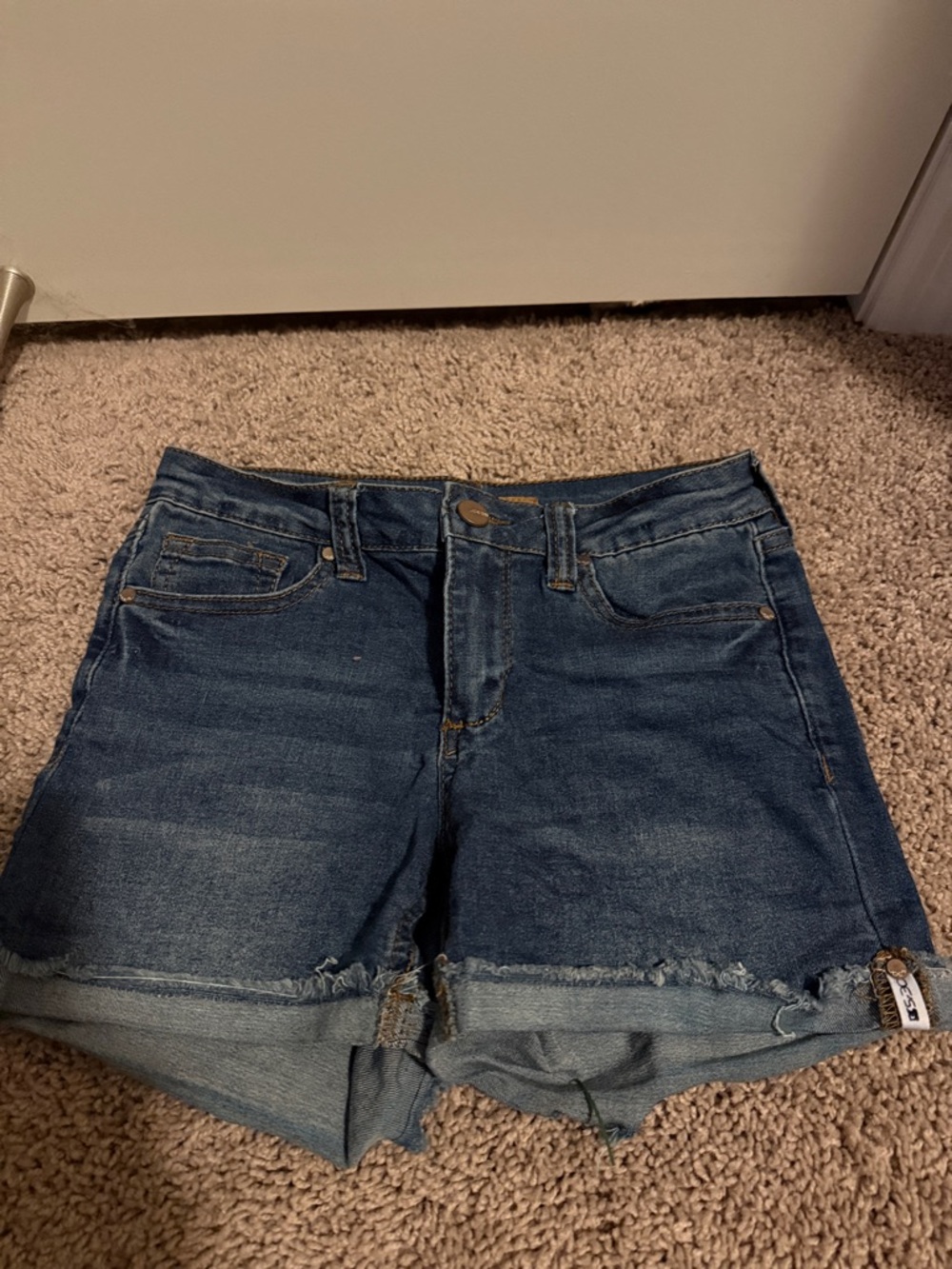 Joe's Jeans Dark Blue Frayed Hem Denim Shorts